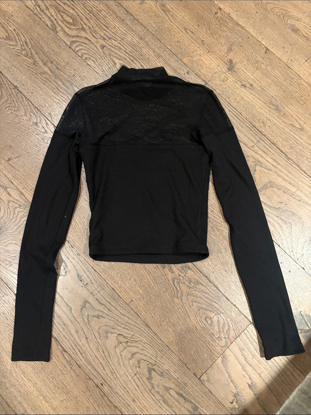 Tiger Mist Black Ribbed Long-Sleeve Mock Neck Top